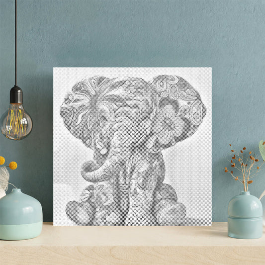 Floral Baby Elephant - Dot Painting