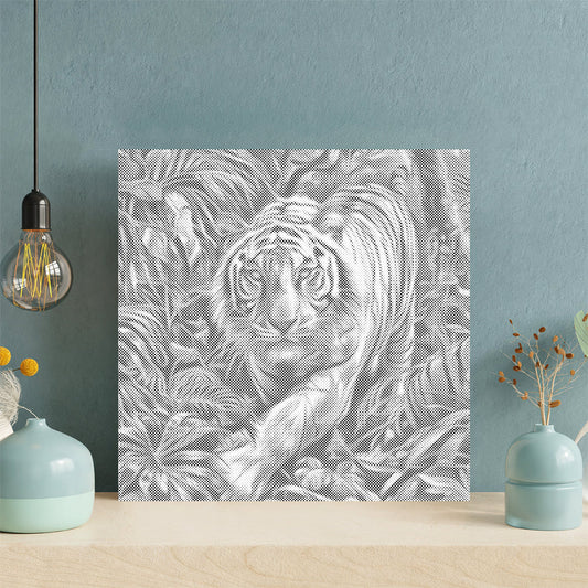White Tiger In The Forest - Dot Painting