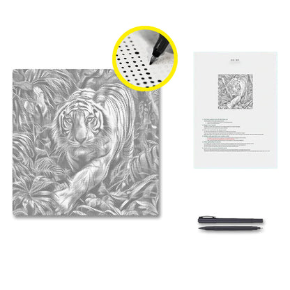 White Tiger In The Forest - Dot Painting