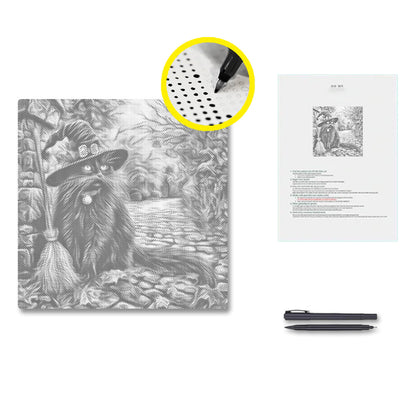Witchs Hat and Broomstick - Dot Painting