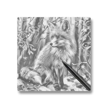 Fox In A Snowy Forest - Dot Painting
