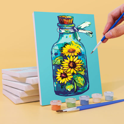 Bottle and flowers (Set of 6)