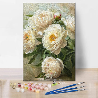 White peonies - Paint by Numbers