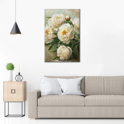 White peonies - Paint by Numbers
